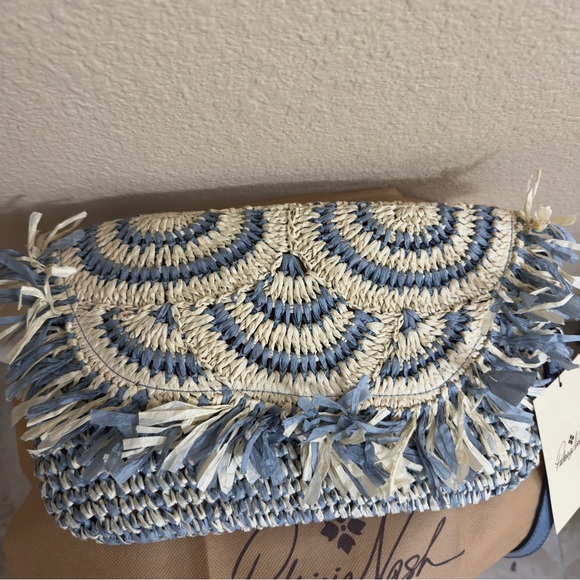 NWT Women PATRICIA NASH Loulia Clutch Crossbody Bag straw leather spring summer - Picture 3 of 7